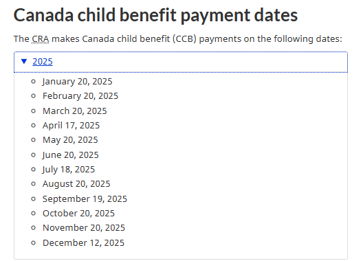 CCB Payment Dates