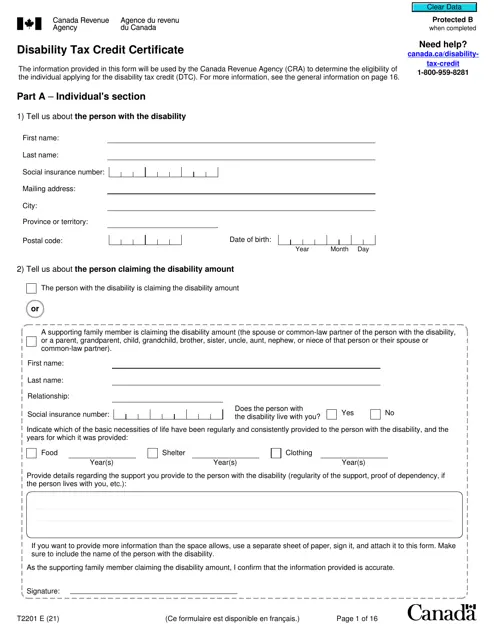 Disability Tax Credit Certificate