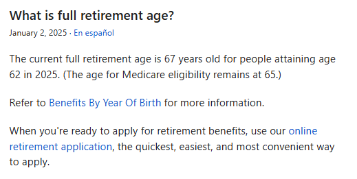 Goodbye to Retirement at 65: Social Security Raises the Bar—Starting in 2026 2 SSA Full retirement Age