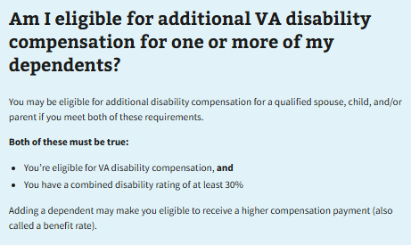 Married and Rated 60% Disabled by the VA? This Is What Your Monthly Compensation Looks Like 2 VA Eligibility for dependents