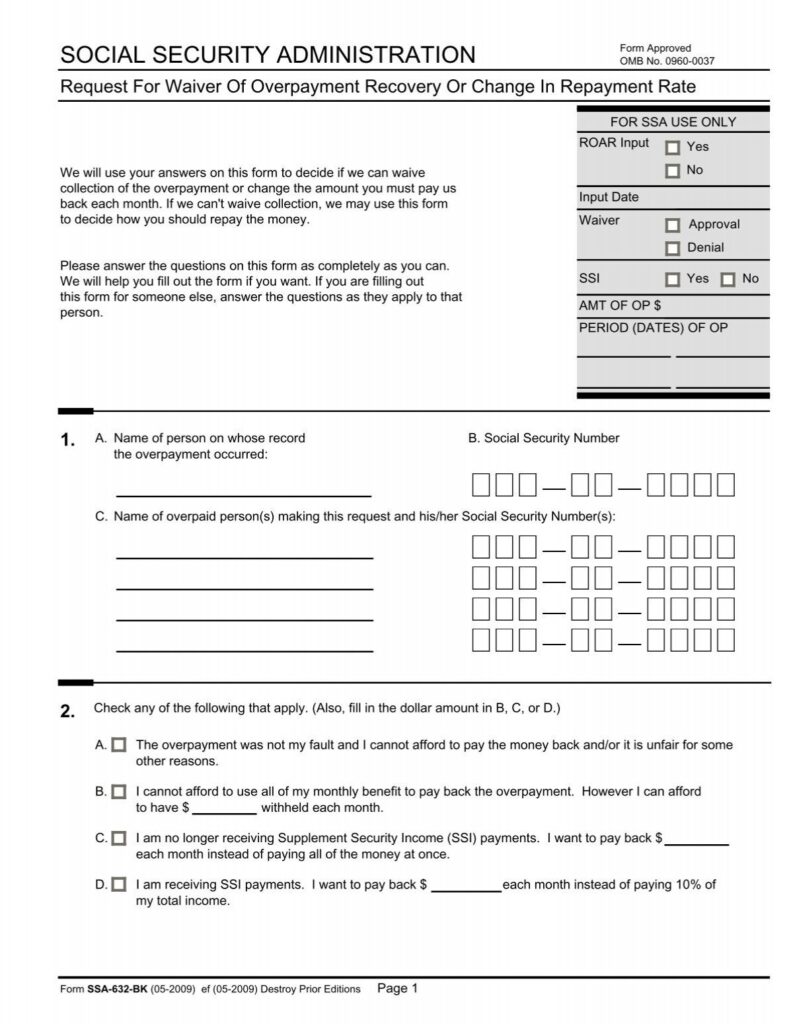 Waiver request form SSA‑632